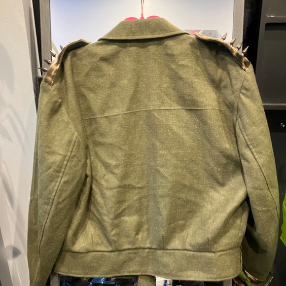 Upcycled Military Jacket w Leopard Print - Picture 3 of 5